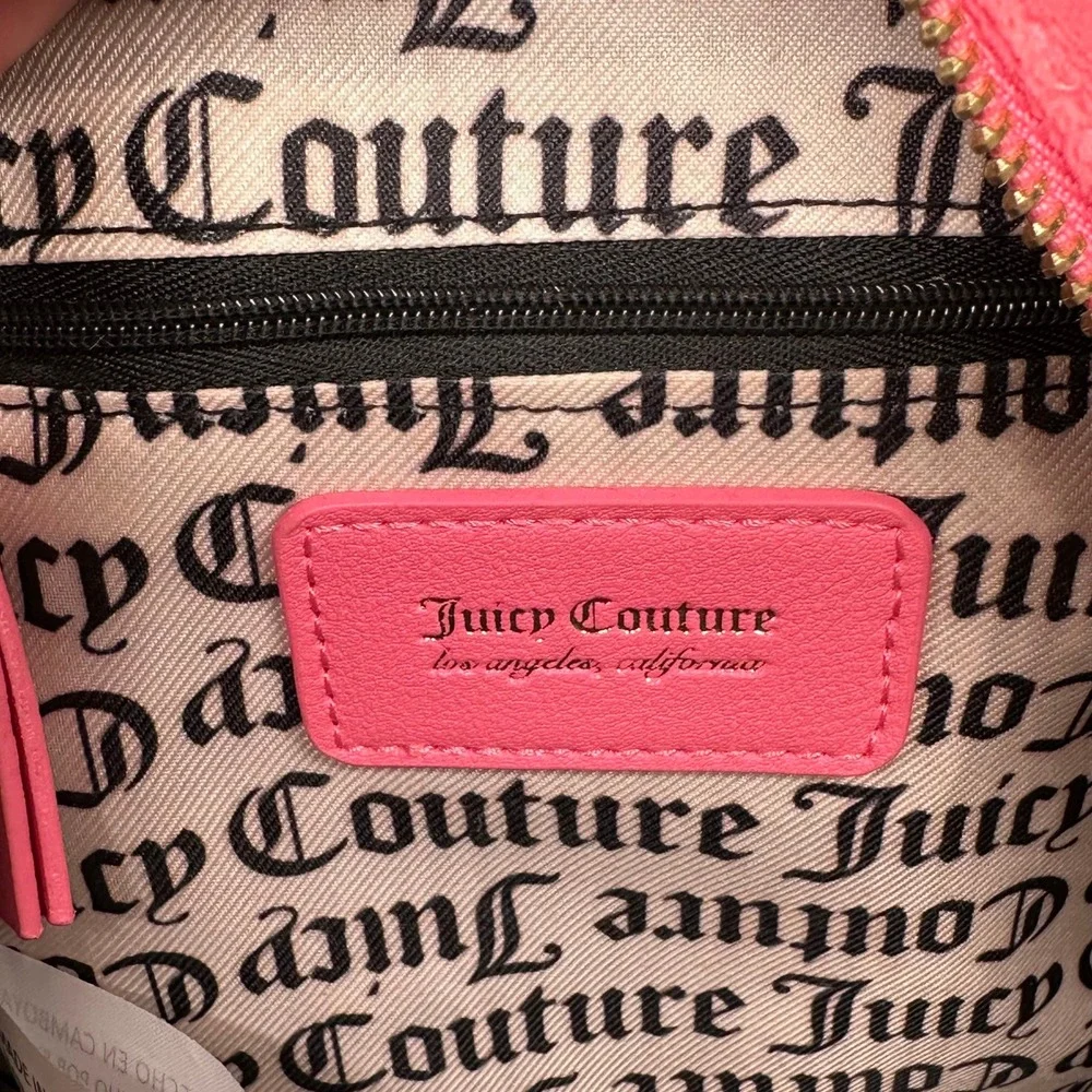 Juicy Couture Pink‎ Velour Mini Backpack Rhinestone Logo Webbed Straps Y2K Style